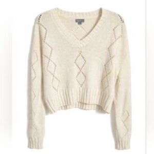 Cupcake Cream V-Neck Sweater for Women